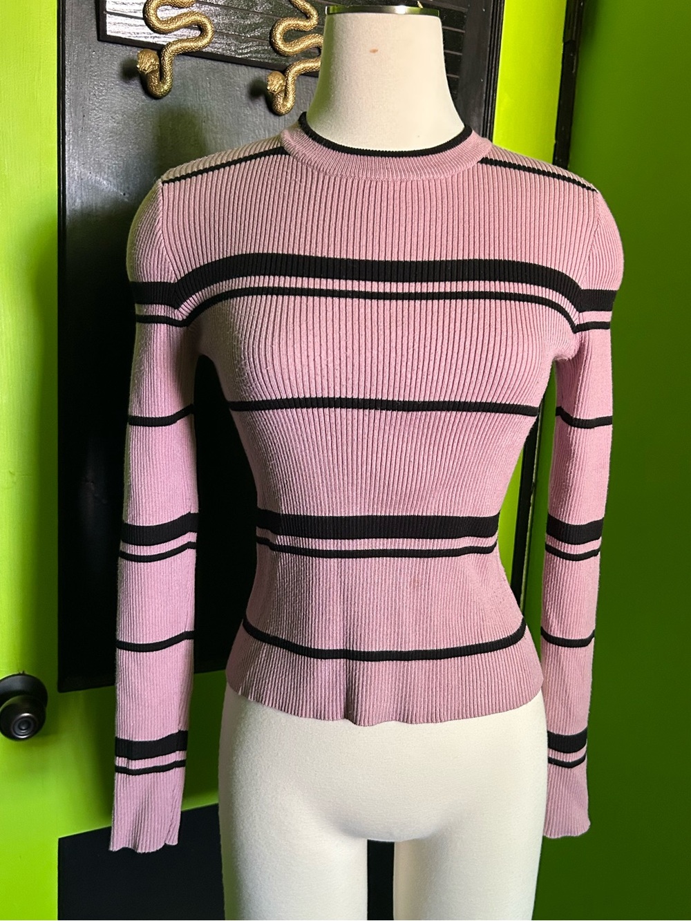 Mauve and Black Stripe Sweater